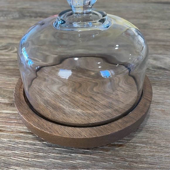 Vintage Teak Wood Dome Top Small Cake/ Cheese Dessert Plate/Serving Dish - Picture 3 of 7